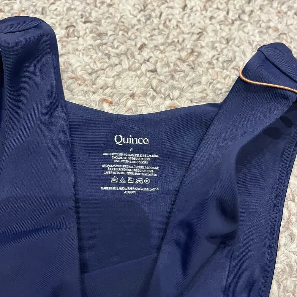 NEW Quince Italian High Leg Bikini Bottom S Navy Beach Vacation Summer Casual
